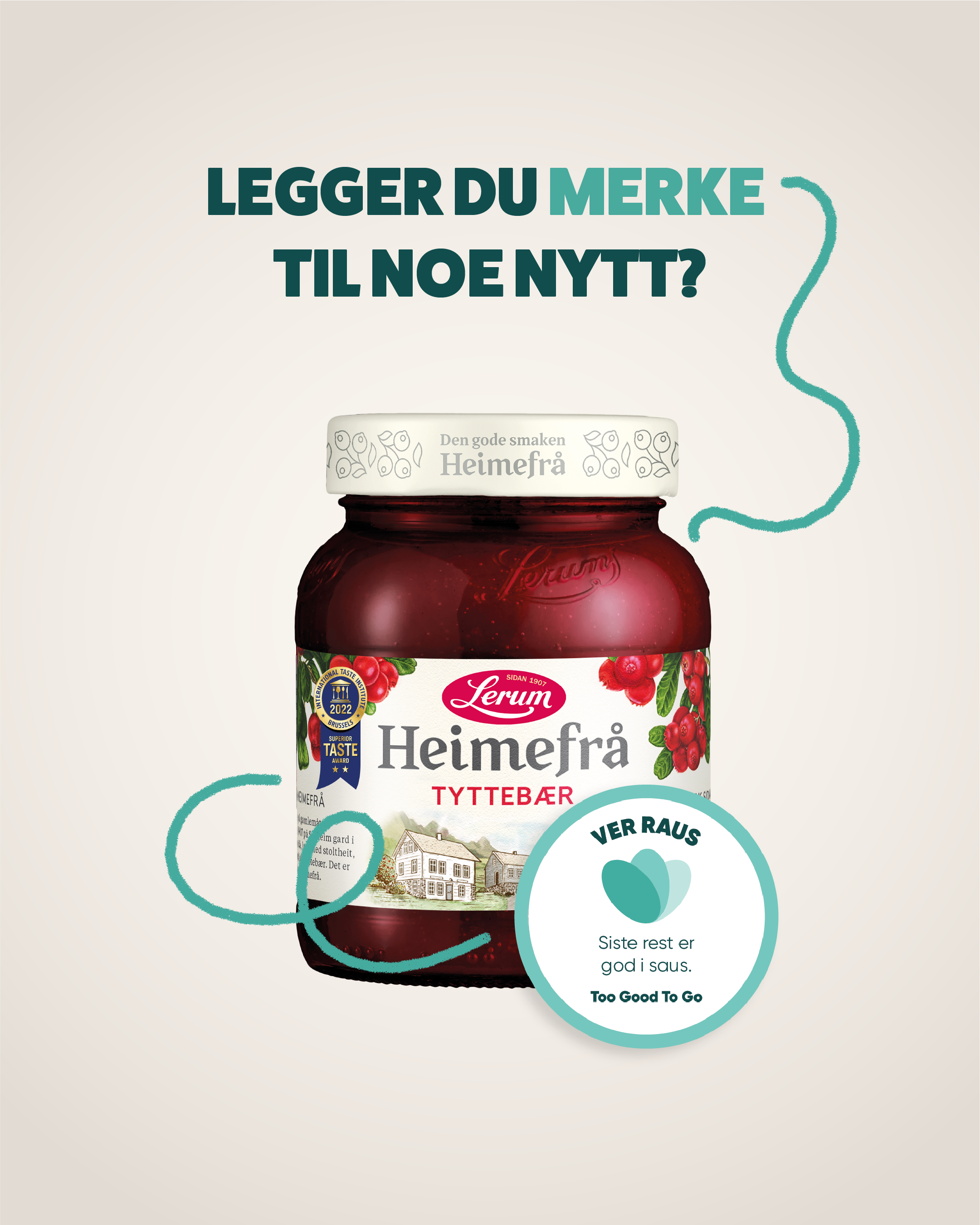 Lerum med matreddermerke på syltetøykrukke