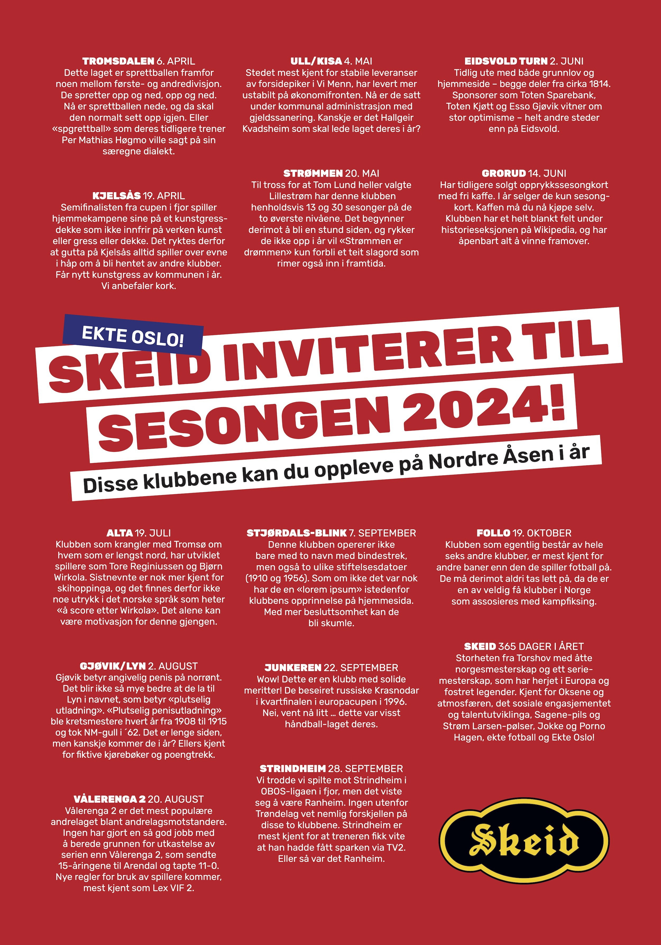 Skeid kampprogram plakat DANIEL