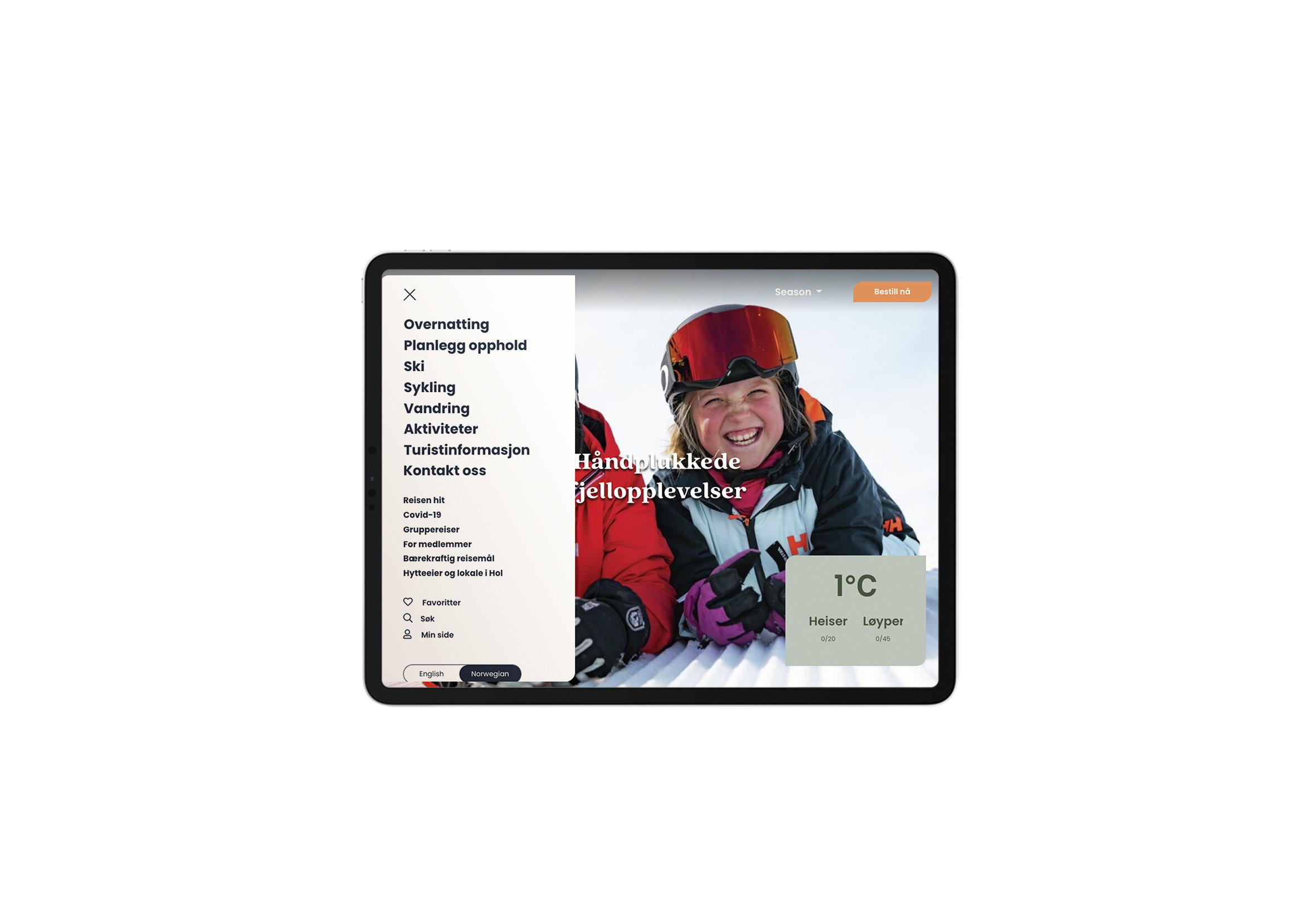 Visit Geilo nettside mockup ipad 11 21 forsidemeny NY