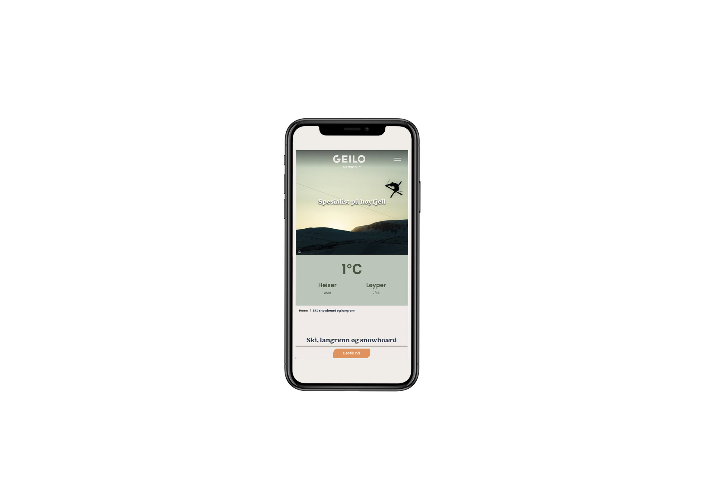 Visit geilo nettside mockup mobil 11 21 2